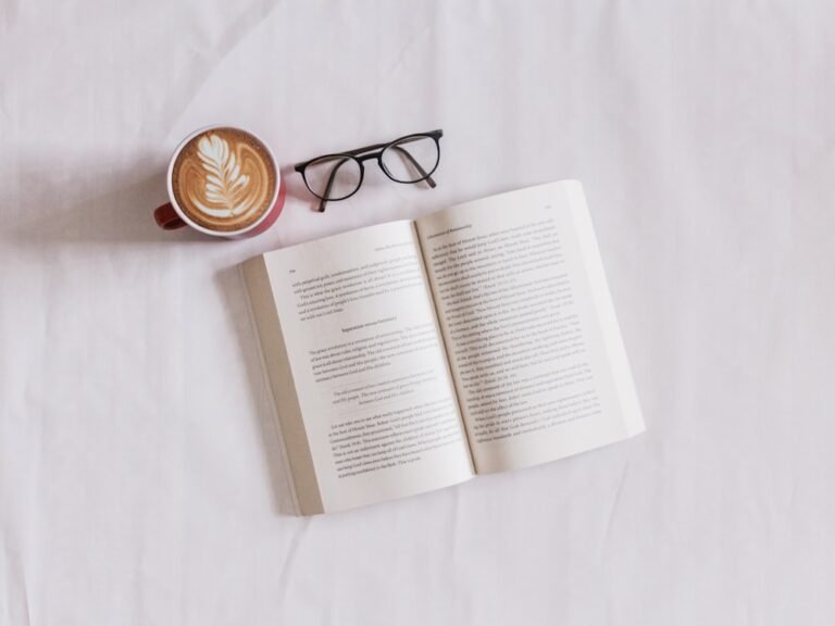 Open book pages, deep focus reading