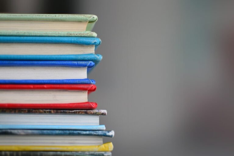 Colourful stack of books